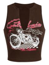 Camiseta regata SOLY HUX feminina com estampa de letras com decote em V sem mangas Camiseta regata SOLY HUX feminina com estampa de letras com decote em V sem mangas