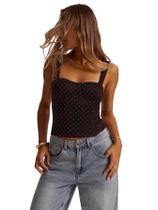 Camiseta regata SOLY HUX feminina de bolinhas, espartilho, bustiê multicolorido
