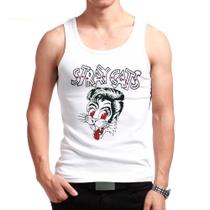 Camiseta regata Stray Cats masculina, feminina, branca