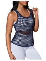 Camiseta regata SweatyRocks Racerback Fishnet sem mangas para mulheres Camiseta regata SweatyRocks Racerback Fishnet sem mangas para mulheres