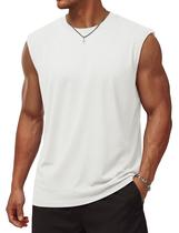 Camiseta regata TACVASEN casual para homens de algodão sem mangas branca S Camiseta regata TACVASEN casual para homens de algodão sem mangas branca S
