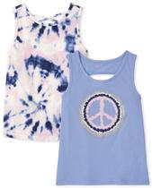 Camiseta regata The Children's Place Print Cross Back, pacote com 2 unidades para meninas Camiseta regata The Children's Place Print Cross Back, pacote com 2 unidades para meninas