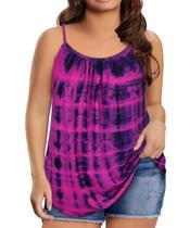 Camiseta regata TIYOMI Plus Size para mulheres com alça espaguete roxa XL Camiseta regata TIYOMI Plus Size para mulheres com alça espaguete roxa XL