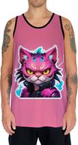 Camiseta Regata Tshirt Animais Cyberpunk Gatos Felinos HD 1