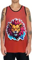 Camiseta Regata Tshirt Animais Cyberpunk Leão Rei da Selva 1