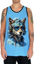 Camiseta Regata Tshirt Animais Óculos Lobo Fone Moderno 2