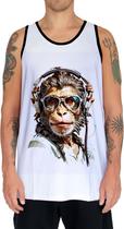Camiseta Regata Tshirt Animais Óculos Macaco Fone Moderno 1