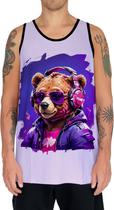 Camiseta Regata Tshirt Animais Óculos Urso Fone Moderno 2