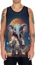 Camiseta Regata Tshirt Animal Elefante Astronauta Lua Marte