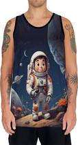 Camiseta Regata Tshirt Estampa Astronauta Lua Galaxia HD 3