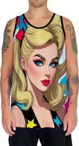 Camiseta Regata Tshirt Estampa Mu.lher Loira Pop Art Moda 3