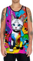 Camiseta Regata Tshirt Gato Gatinho Pop Art Abstrata HD 5