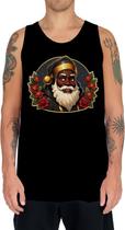 Camiseta Regata Tshirt Natal Festa Papai Noel Negro Preto 3