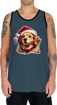 Camiseta Regata Tshirt Natal Festas Cachorro Golden Ret Neve