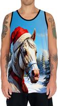Camiseta Regata Tshirt Natal Festas Cavalo de Natal Neve