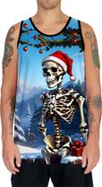 Camiseta Regata Tshirt Natal Festas Caveira de Natal HD 3