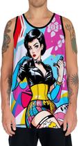 Camiseta Regata Tshirt Pin Up Mu.lher Morena Pop Art Moda 1