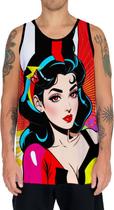 Camiseta Regata Tshirt Pin Up Mu.lher Morena Pop Art Moda 11