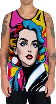 Camiseta Regata Tshirt Pin Up Mu.lher Morena Pop Art Moda 4