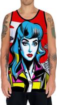 Camiseta Regata Tshirt Pin Up Mu.lher Morena Pop Art Moda 5