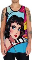 Camiseta Regata Tshirt Pin Up Mu.lher Morena Pop Art Moda 6