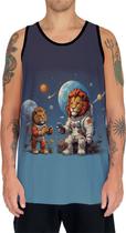 Camiseta Regata Tshirt Savana Leão Astronauta Lua Marte 2