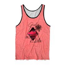 Camiseta Regata Unissex Estampa Rosa Treino Good Vibes Casual Camiseta Regata Unissex Estampa Rosa Treino Good Vibes Casual