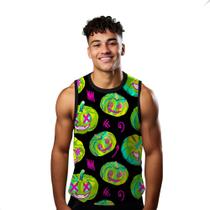 Camiseta Regata Verão Estilo Moda Praia Abóbora Cartoon Verde Halloween 840 Camiseta Regata Verão Estilo Moda Praia Abóbora Cartoon Verde Halloween 840