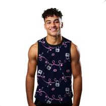 Camiseta Regata Verão Estilo Moda Praia Amor Correio Paixão Cadeado Pink 1079