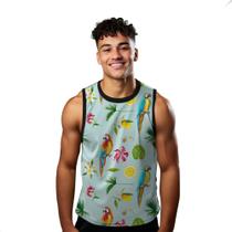 Camiseta Regata Verão Estilo Moda Praia Arara Arte Colorido Folhas 1833 Camiseta Regata Verão Estilo Moda Praia Arara Arte Colorido Folhas 1833