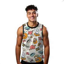 Camiseta Regata Verão Estilo Moda Praia Arte Faces Pop Fruta 958