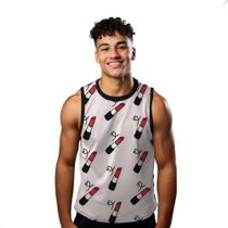Camiseta Regata Verão Estilo Moda Praia Batom Cartoon Vermelho Red 926 Camiseta Regata Verão Estilo Moda Praia Batom Cartoon Vermelho Red 926