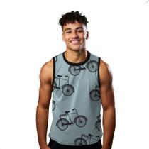 Camiseta Regata Verão Estilo Moda Praia Bicicleta Arte Preto 1439