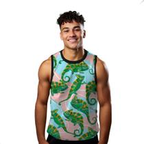 Camiseta Regata Verão Estilo Moda Praia Calango Animal Cartoon Colorido Arte 1703 Camiseta Regata Verão Estilo Moda Praia Calango Animal Cartoon Colorido Arte 1703