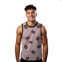 Camiseta Regata Verão Estilo Moda Praia Câmeras Fotográfica Cartoon Marrom 1471