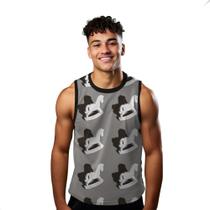 Camiseta Regata Verão Estilo Moda Praia Cavalo 3D White Sombra 1045