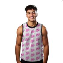 Camiseta Regata Verão Estilo Moda Praia Caveira Crânio Rosa Arte 852