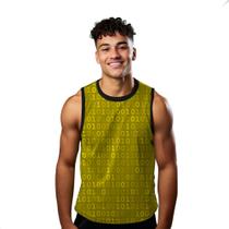 Camiseta Regata Verão Estilo Moda Praia Códigos Programação Números Amarelo 1730