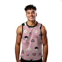 Camiseta Regata Verão Estilo Moda Praia Cogumelo Morango Flores Yin Yang 1433