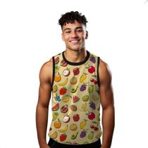 Camiseta Regata Verão Estilo Moda Praia Comida Cartoon Food Frutas 1086