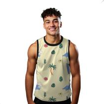 Camiseta Regata Verão Estilo Moda Praia Coqueiro Prancha Folhas Natureza 1299 Camiseta Regata Verão Estilo Moda Praia Coqueiro Prancha Folhas Natureza 1299