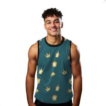 Camiseta Regata Verão Estilo Moda Praia Coroa Cartoon Rei Brilho Dourado 1781 Camiseta Regata Verão Estilo Moda Praia Coroa Cartoon Rei Brilho Dourado 1781