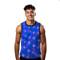 Camiseta Regata Verão Estilo Moda Praia Cristais Gema Brilho Roxo 1090