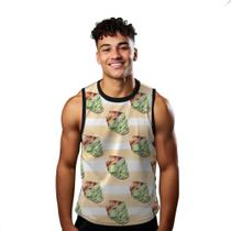 Camiseta Regata Verão Estilo Moda Praia Cupcake Listras Cartoon Verde Doce 1681