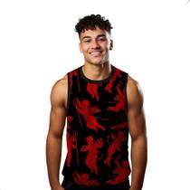 Camiseta Regata Verão Estilo Moda Praia Diabinho Vermelho 744