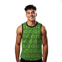 Camiseta Regata Verão Estilo Moda Praia Dinheiro Money Verde Cartoon Notas 1270