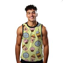 Camiseta Regata Verão Estilo Moda Praia Donuts Doce Shake Cupcake 1425 Camiseta Regata Verão Estilo Moda Praia Donuts Doce Shake Cupcake 1425