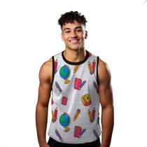 Camiseta Regata Verão Estilo Moda Praia Escola Lápis Globo Caneta Material 834 Camiseta Regata Verão Estilo Moda Praia Escola Lápis Globo Caneta Material 834