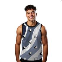 Camiseta Regata Verão Estilo Moda Praia Estrelas Cartoon Listras 729