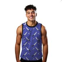 Camiseta Regata Verão Estilo Moda Praia Facas Espátula Cartoon Corte 1616